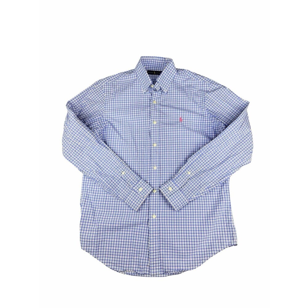 Ralph Lauren Men's Plaid Button Down Shirt Size M Medium Blue Pink Cool Cotton